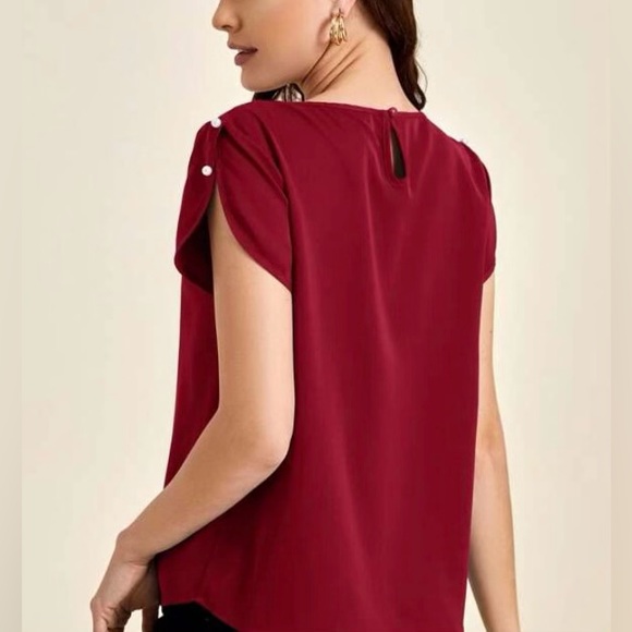 EMERY ROSE Solid Pleated Detail Top sz L - Picture 4 of 8